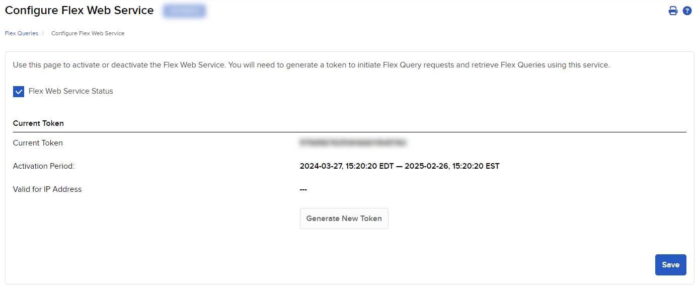 The configure flex web services panel in portal. 